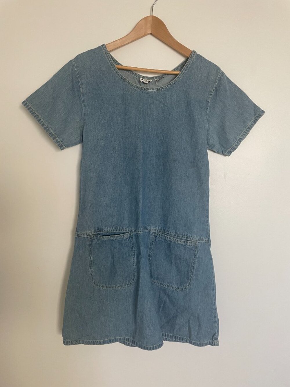 Vintage Short Sleeve Mini Dress Pockets Denim J.L.N.Y